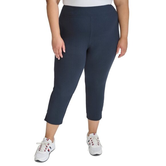 Tommy Hilfiger Plus Size 1X Side-Slit High-Rise Leggings Blue Navy MSRP $70 - Picture 1 of 5